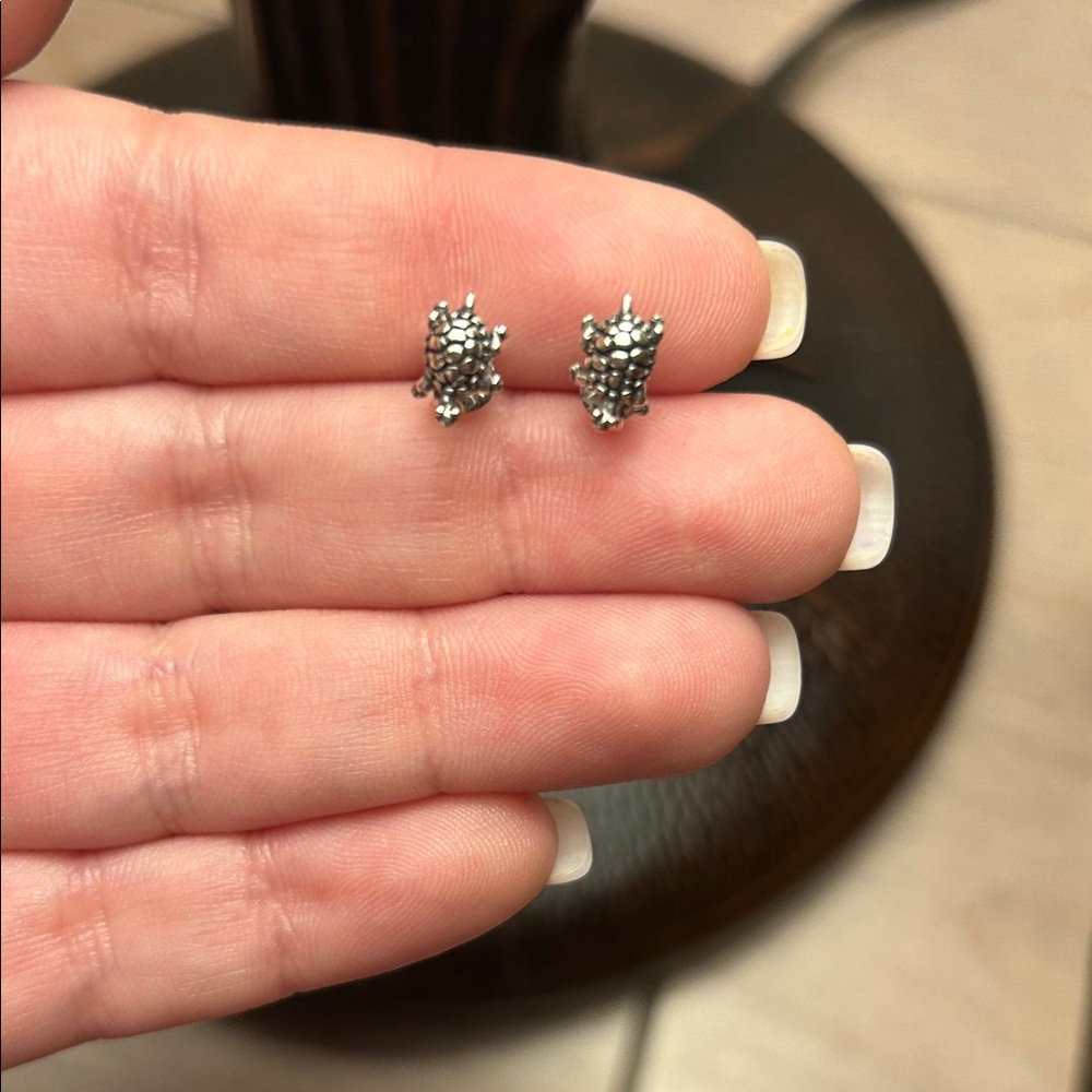 Silver Turtle Stud Earrings